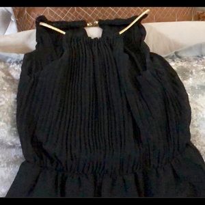 Elegant Black Maxi Dress w/ Gold Clasp on Top